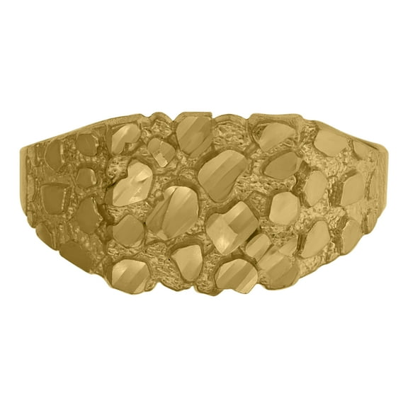 10k Yellow Gold Mens Nugget Dc Textured Band Ring