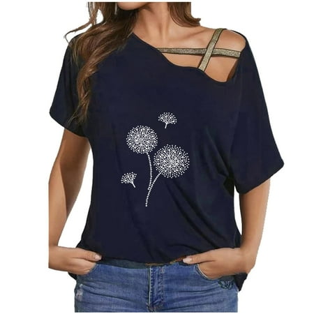 

Bigersell Women Workout Tops Womens Summer Shirts Cold Shoulder Short Sleeve Tops Printed Regular Blouse Women s Plus Swing Scoop Neck Short Sleeve Sleep Shirts Style B18129 White XXL