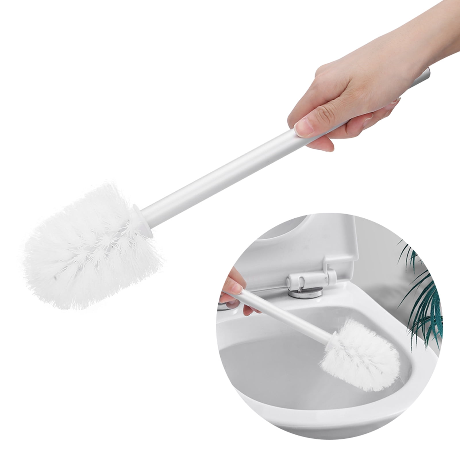 NFTIGB Space Aluminum Wall Mounted Toilet Brush and Holder Set, Matte Finish Ceramic Cup, Modern Bathroom Cleaning Tool Accessories with Ergonomic Handle, 9.8 inches / 25 cm Rod, Compact Size