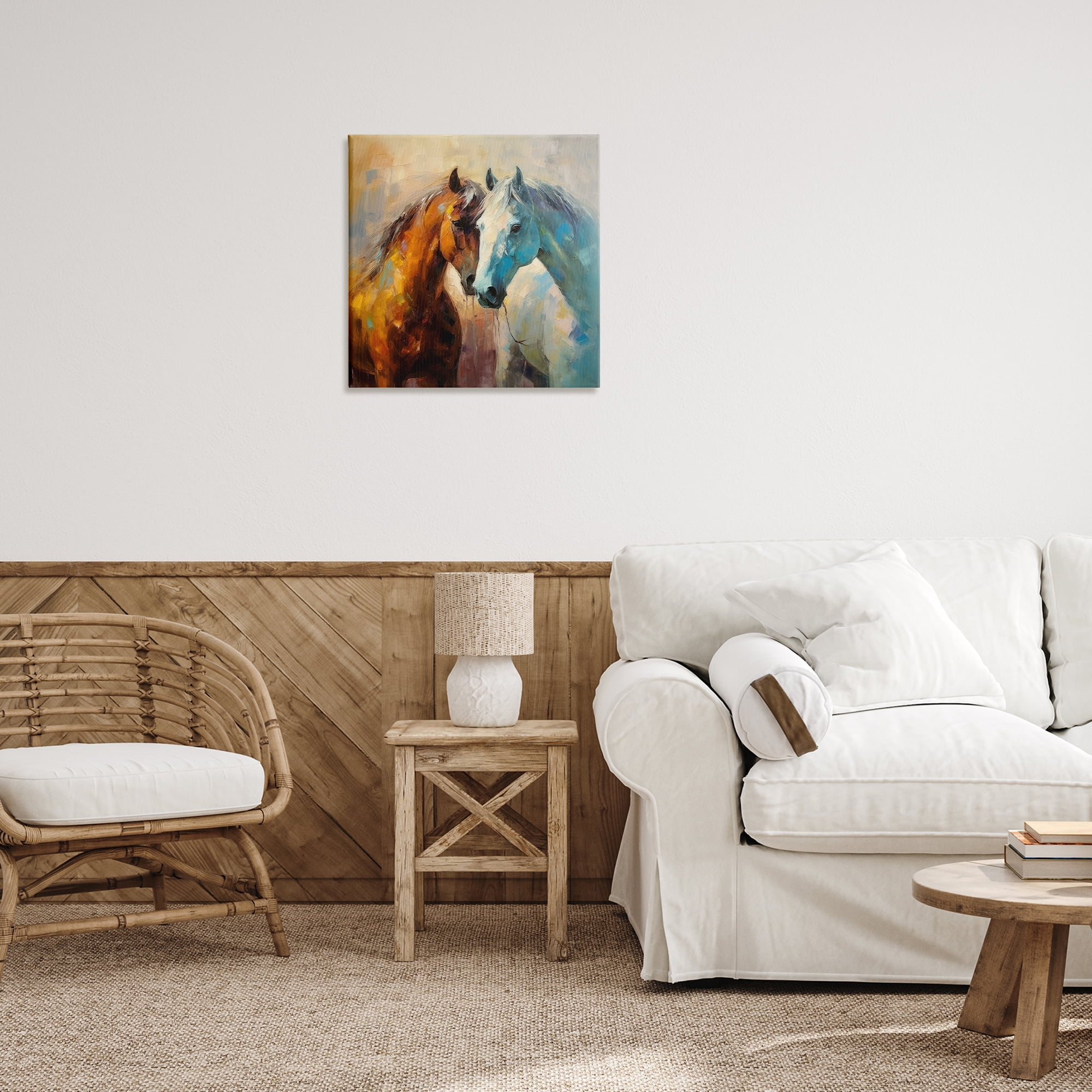 Stupell Industries Painterly Horse Pair Animals & Insects Painting Gallery Wrapped Canvas Art Print Wall Art, 24 x 24