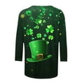 thumbnail image 5 of T-Shirt à Col Rond Imprimé de la Saint-Patrick pour Femmes, Manches Trois Quarts 3/4, Coupe Ample, 5 of 5