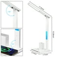 thumbnail image 5 of Desk Lamp, LED Desk Lamps for Home Office, Wireless Charger Touch Table Lamp with Pen Holder, Dimmable Office Desk Light with Clock, Alarm, Date, Temp, Foldable Lamp for Table Bedroom Office, White, 5 of 7