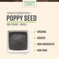 Frontier Coop Organic Whole Poppy Seed 1lb Bulk Bag of Poppy Seeds
