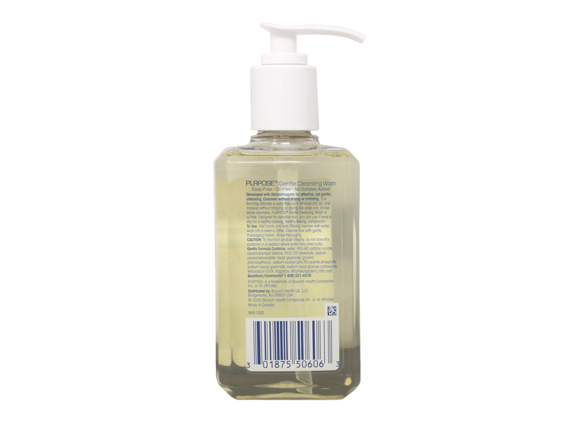 Purpose Gentle Cleansing Face Wash for Sensitive Skin, Dermatologist Recommended, 6 oz, Pack of 3