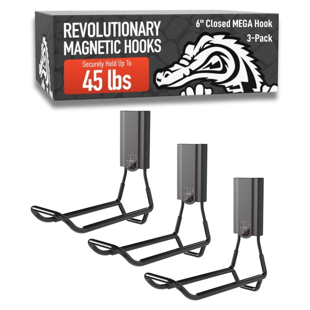 Ganchos magnéticos GATOR MAGNETICS MEGA de 6" para 45 lb, paquete de 3