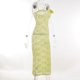 thumbnail image 5 of Vestido Vestido maxi ajustado floral 3D Ver a través de las mujeres Ropa de club nocturno de estilo vintage Kuymtek Amarillo T L para Mujer, 5 of 9