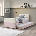 thumbnail image 2 of Meridian Furniture Lit Gigogne/lit de Rangement Simple en Velours Rose Ivy, 2 of 9