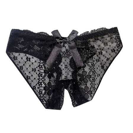 Crochless Panties 1 Piece Black Lace Thongs Funny Women Thongs Women S Exotic Panties L