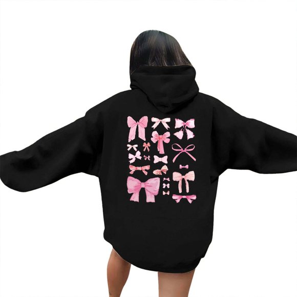 SNOWSONG Clearance! Hoodies for Women, Trendy Queen Hoodie Women's Fashionable Youth Campus Top Printed Floral Sweatshirt Hoodie, Oversized Hoodie, Women Clothing Black S