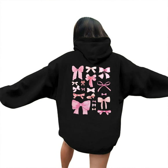 SNOWSONG Clearance! Hoodies for Women, Trendy Queen Hoodie Women's Fashionable Youth Campus Top Printed Floral Sweatshirt Hoodie, Oversized Hoodie, Women Clothing Black S