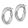 thumbnail image 2 of Leslie's Real 14kt 4x15 White Gold Diamond Cut Round Omega Back Hoop Earrings; for Adults and Teens; for Women and Men, 2 of 3