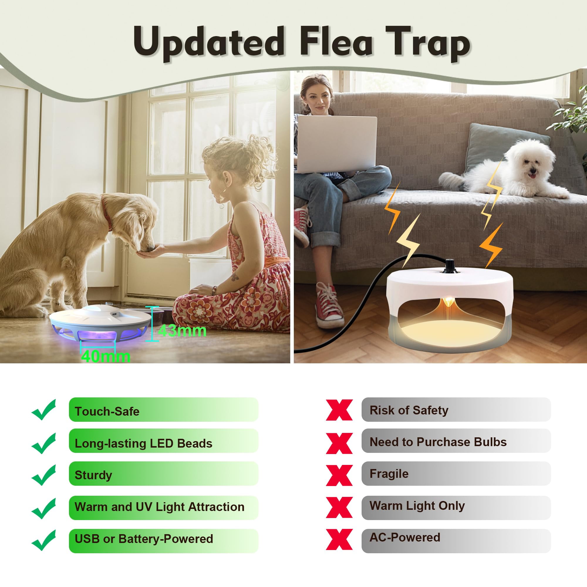 Mosalogic Flea Trap Light Refills, Pest Trapper Refill Replacement Sticky Cards for Fly, Moth, Flea, Mosquito, Wasp - 10 Discs