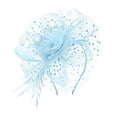 thumbnail image 4 of HuangHuanChen Women's Headpiece Hat Clip Fascinators Hats for Women Tea Party Hats Feather Veil Headband for Wedding Cocktail Dresses Accessories Kentucky Derby Hats for Women Light Blue One Size, 4 of 4