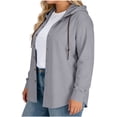 thumbnail image 4 of Craaazy Plus Size Hooded Sweatshirt for Women Button Casual Solid Color Oversize Long Sleeve Shirts Gifts, 4 of 7