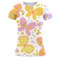 thumbnail image 4 of Moda mujer estampado de mariposa camisetas casual mangas cortas tops blusa Pompotops  hkajfhjk461043, 4 of 4
