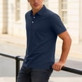 thumbnail image 5 of COSFO Casual Mens Polo Shirts Short Sleeve Waffle Blue Classic T-Shirt Pullover Collared Golf Loose Fit Performance Tops, 5 of 8