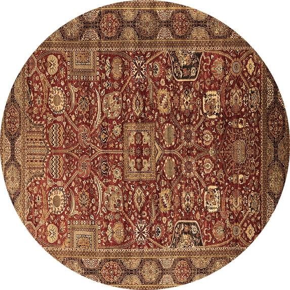 Ahgly Company Indoor Round Oriental Brown Traditional Area Rugs, 3' Round