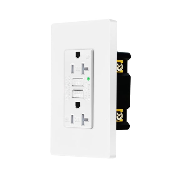GFCI Outlet Outdoor, Nineleaf 20 Amp Self-Test GFI Electrical Outlet, Weather & Tamper Resistant GFCI Receptacle, Ground Fault Receptacle w/Wall Plate, ETL Listed,White, 1 Pack