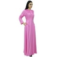 thumbnail image 3 of Bimba Women's Long Sleeve Maxi Mandarin Collar Plain Jilbab Dress With Pockets, 3 of 5