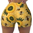 thumbnail image 2 of Haiem Bees and Sunflowers No Front Seam Biker Shorts for Women Yoga Workout Gym Bike Shorts with Tummy Control Moisture-Wicking-XX-Large, 2 of 9