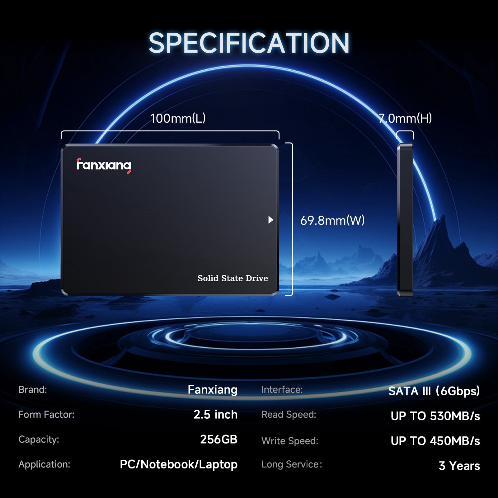 Fanxiang S101Q QLC 2.5″ SATA SSD 256GB 512GB 1TB Solid State Drive Up to 560 MB/s 3D NAND SLC Cache for Laptop and PC Desktop