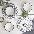 thumbnail image 5 of Sango Splash of Cheers 12-Piece Earthenware Dinnerware Set for 4-White with Navy Blue Scalloped Rims, 5 of 8