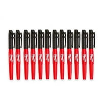 Milwaukee Inkzall Point Markers, Fine, Black (12 Pack, Black)