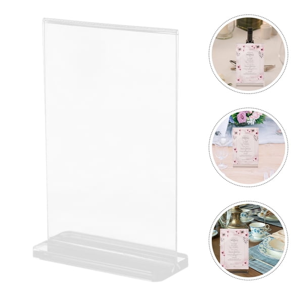 WORGEOUS 3pcs Double Sided Acrylic Table Sign Holder Clear Plastic Display Stand for Restaurant Menu Office Show Exhibitions