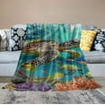 thumbnail image 2 of Nawypu Beach Sea Turtle Blanket Air Chill Flannel Throws Blanket for Couch Bed Sofa Chair Living Room with Warm Soft Cozy Fluffy in Winter, 2 of 6
