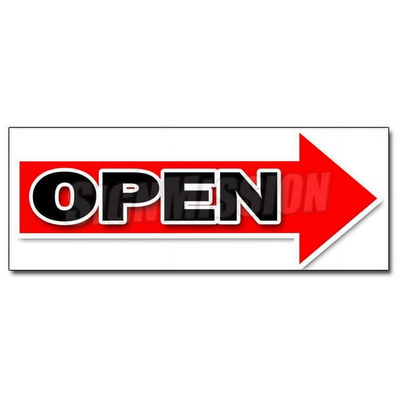 48" GIANT RIGHT OPEN ARROW DECAL sticker turn here sale follow directions