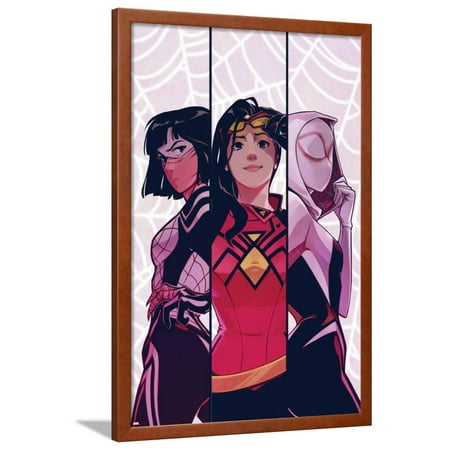 Matthews Silk Frame (Spider-Women Alpha No. 1 Cover Featuring Silk, Spider Woman, Spider-Gwen Framed Poster Wall Art By Stacey)
