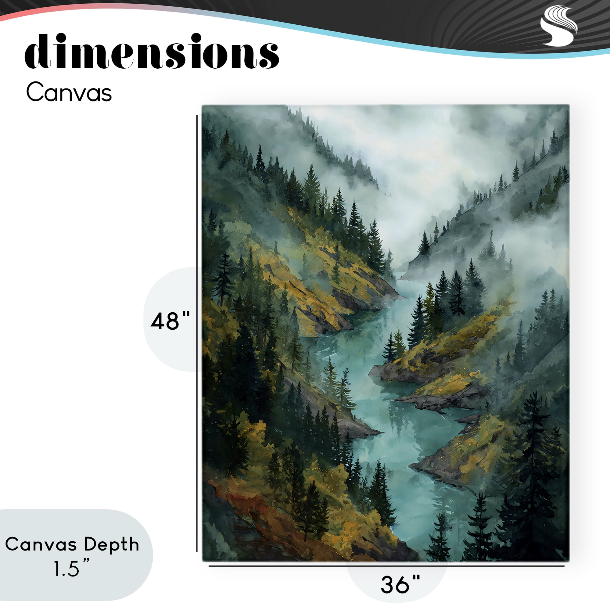 Stupell Industries Turquoise Mountain River Bends Canvas Wall Art, design by Franklyn Gregory