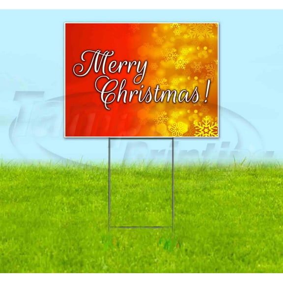 Merry Christmas V2 (18" x 24") Yard Sign, Includes Metal Step Stake