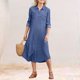 thumbnail image 5 of Vestido de mezclilla para mujer elegante vestido de mezclilla con vuelo vestido midi suelto vestido de vaquero, 5 of 7