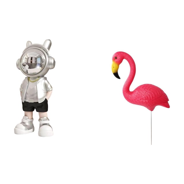 Figura de escritorio,Estante con estatua de astronauta para decoración de oficina y hogar,Estatua de estaca de jardín,Adorno de flamenco para jardín,patio,porche,Estatua de