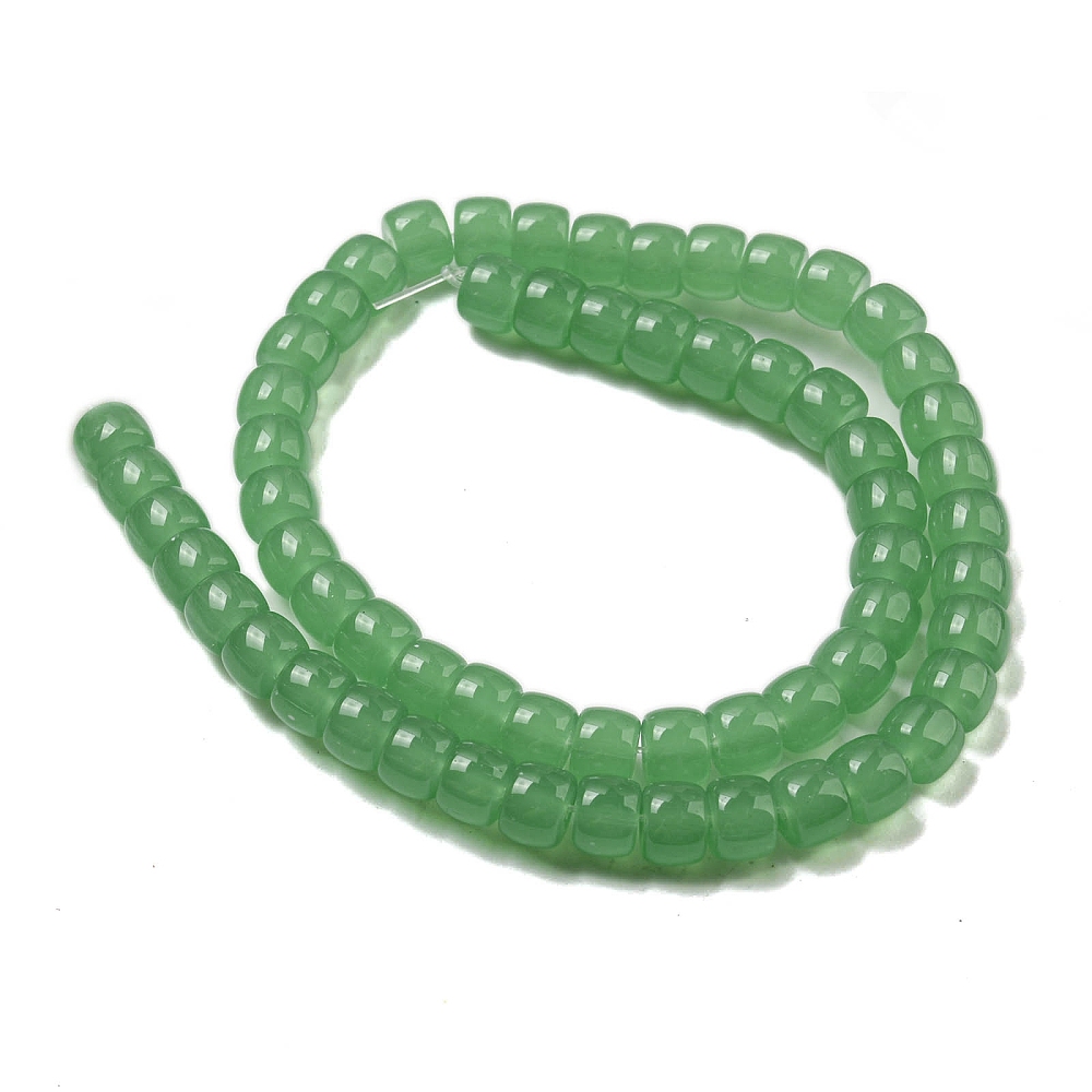 Imitation Jade Glass Beads Strands Barrel Medium Sea Green 8x6mm Hole: 1.6mm about 61~62pcs/strand 14.84''~15.16''(37.7~38.5cm)