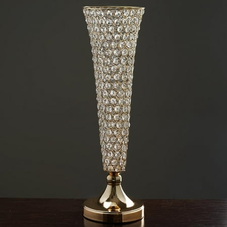 - Efavormart Set of 2 Tall Beaded Crystals Trumpet Floral Vase Wedding Centerpiece 23
