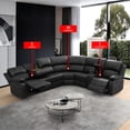 thumbnail image 5 of Gewnee Black Oversize Air Leather Manual Sectional Sofa Set with Cup Holder & Storage, Manual Reclining Couch for Living Room, 5 of 19