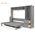 thumbnail image 3 of Harper & Bright Designs Full Size Murphy Bed, Wooden Full Cabinet Bed Wall Bed with Closet and Drawers, Folding Bed for Guest Room Small Room, Gray, 3 of 18