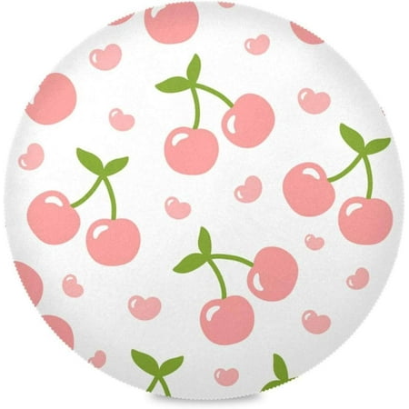 

Hyjoy Heart Cherry Fruit Round Placemats Set of 6 Non-Slip Heat Resistant Washable Table Mats for Kitchen Dining Table Decoration 15.4 Inch