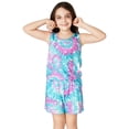 thumbnail image 3 of Topgal Big Girls Tie Dye Colorful Swirl White Stars Pajamas Tank Top & Shorts 2-Piece Clothes Set Cute Jammies Size 12, 3 of 5