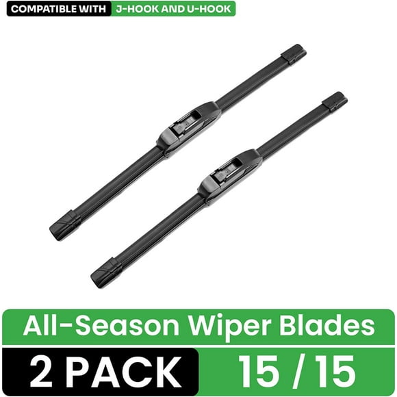 Amdohai 2 Pack Wiper Blades 15 Inch All-Seasons Automotive Replacement Windshield Wiper Blades For My Car,