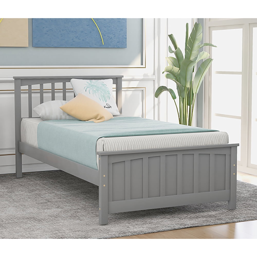 Kepooman Twin Size Modern Wooden Platform Bed with Headboard ...