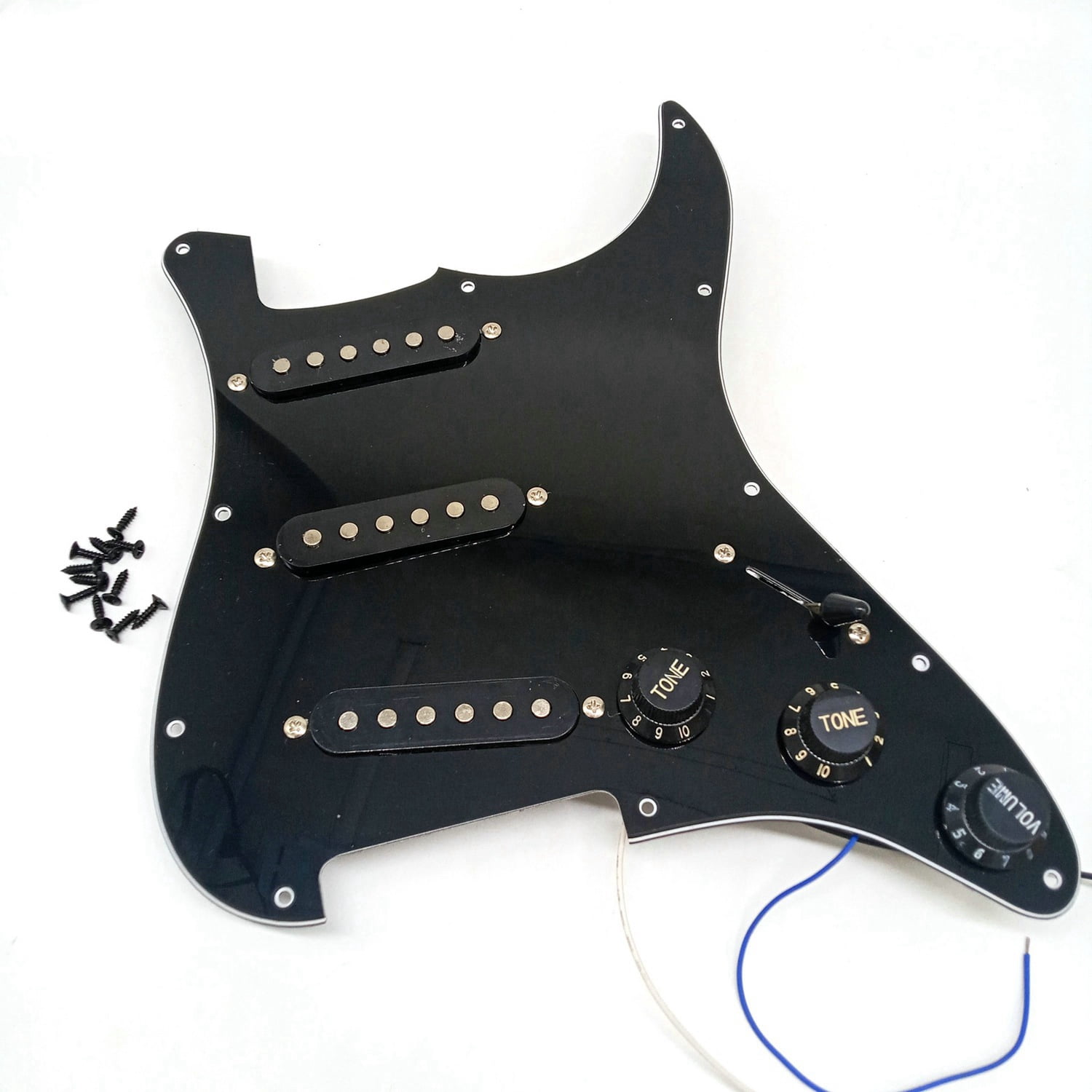 Single Coil SSS Electric Guitar Pickguard Pickup Loaded Prewired Scratch Plate 11 Holes 3Ply for ST SQ Guitar