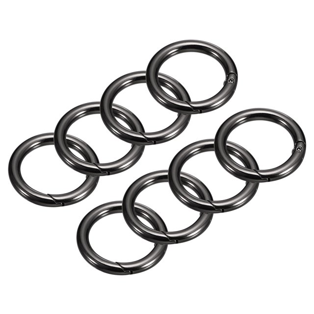 Unique Bargains Round Spring O Rings, 8Pcs 1.3 Inch OD Trigger Buckle Snap Clips for Bags, Purses, Keyrings, Metallic Black