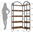 thumbnail image 3 of Qinaqin 68.5-Inch 5-Tier Industrial L-Shaped Corner Bookshelf con Arched Metálico Frame Freestanding Madera Abierto Almacenamiento Bookcase para Living Sala Dormitorio o Oficina en Casa, 3 of 6