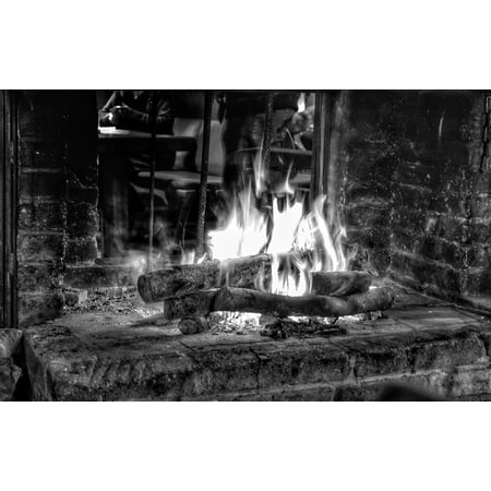 Canvas Print Glowing Fire Heat Flame Burn Wood Fire Stretched Canvas 10 x