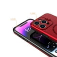 thumbnail image 4 of For iPhone 15 Magnetic Ring Circle Camera Cap KickStand Hybrid UV Paint Matte Finish Case - Red, 4 of 4