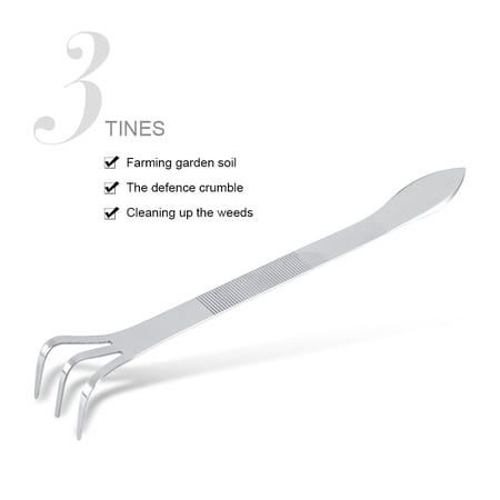 Garosa 24CM Stainless Steel 3 Tines Plants Pot Rake Gardening ...