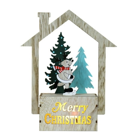 

Christmas Luminous Wooden Ornaments Decoration LED Light DIY Wood Chalet For Christmas Tree Window Kid Bedroom Decorations Christmas Ornament Bulk Snowflake Ornament Sister Ornament Cooking Ornament